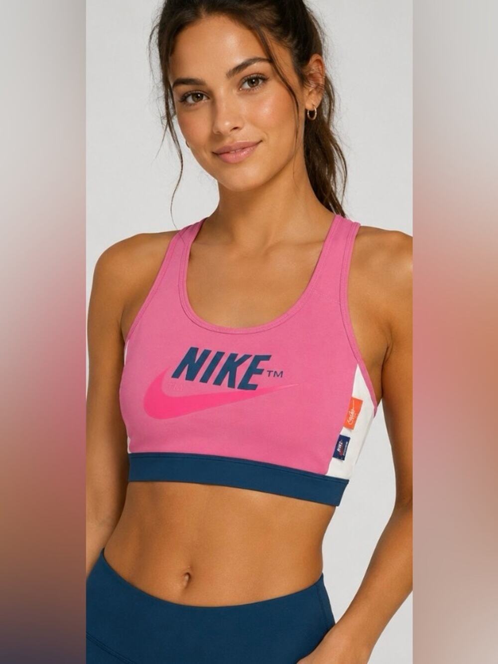 Nike Dri-FIT Colorblock Sports Bra Pink Blue White Size M